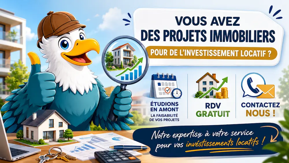 Mascotte aigle CREDITS ASSUR étudiant la faisabilité d’un investissement locatif soumis aux règles du HCSF