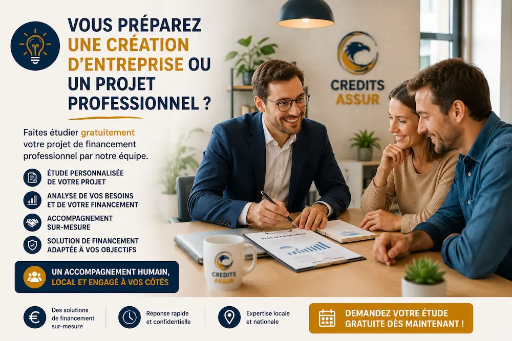 Conseiller CREDITS ASSUR accompagnant des entrepreneurs dans leur projet de financement professionnel
