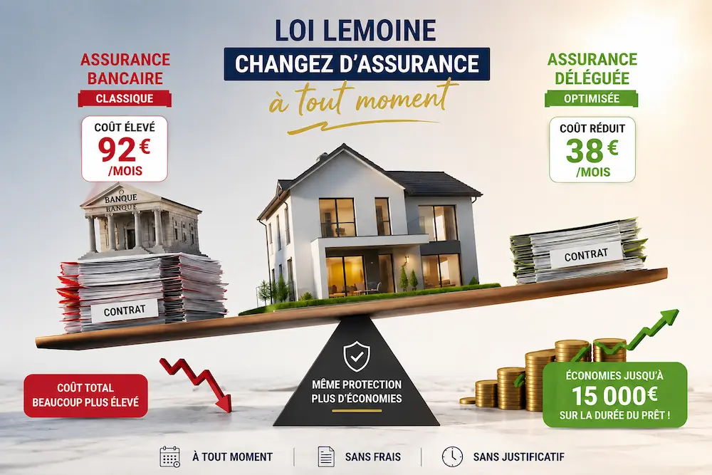 Illustration de la loi Lemoine permettant de changer d'assurance emprunteur à tout moment.