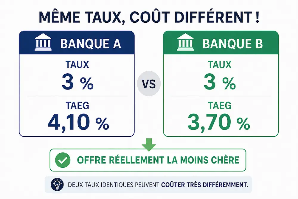 Comparaison de deux crédits immobiliers avec même taux mais TAEG différent