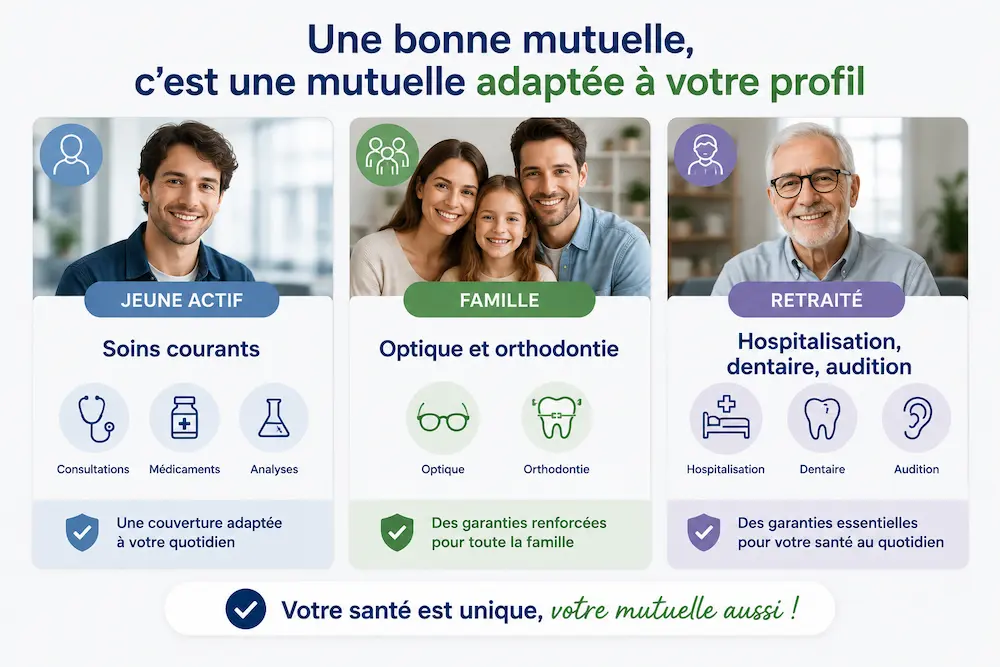 Choisir une mutuelle santé adaptée selon son profil jeune actif famille ou retraité