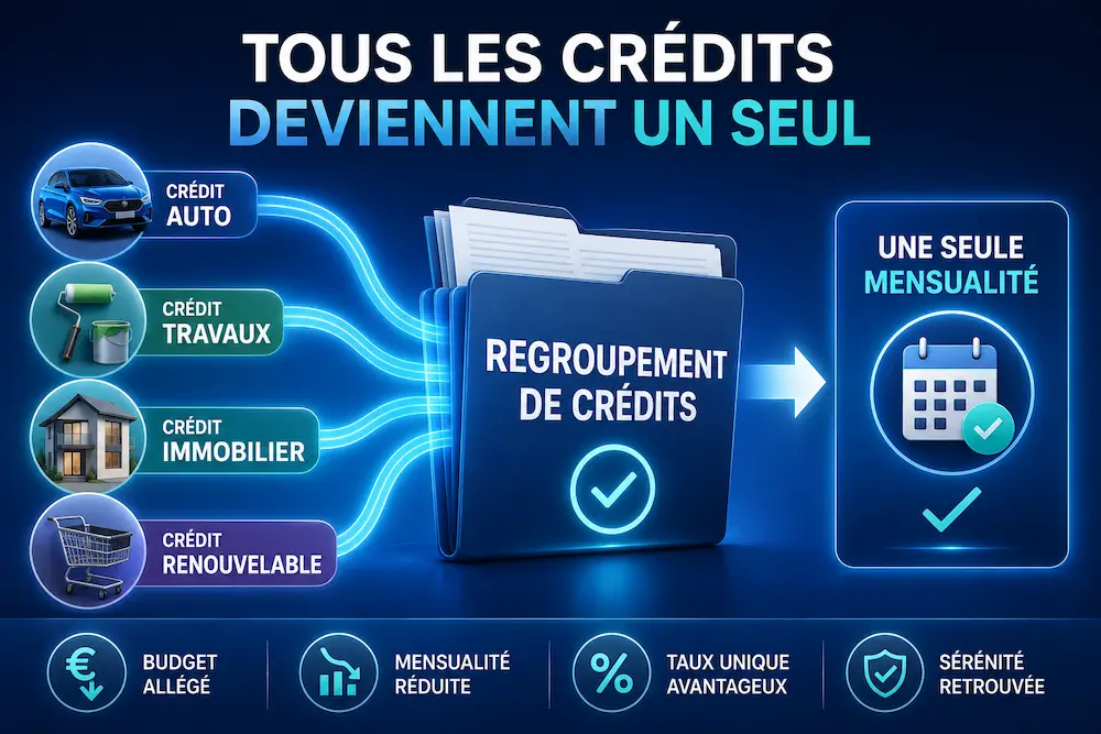 Regroupement de crédits réunissant plusieurs prêts en une seule mensualité