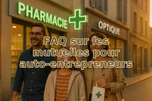 FAQ mutuelle auto-entrepreneur — réponses clés pour micro-entrepreneurs, décor pharmacie/optique