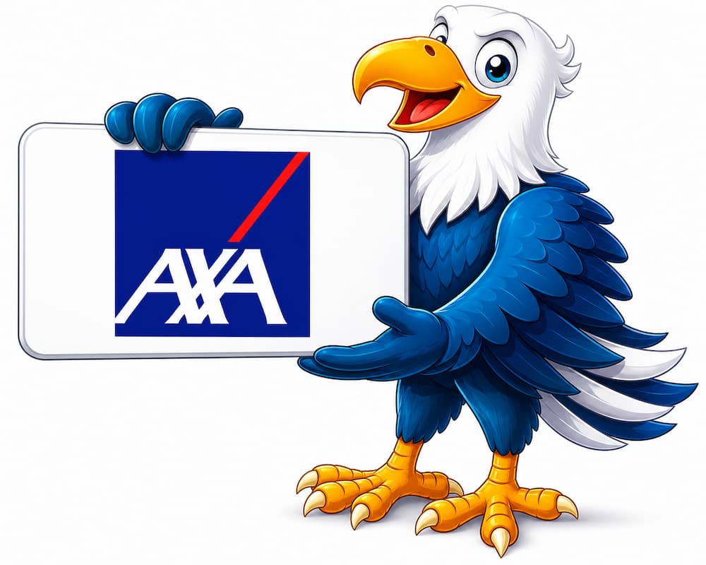 Aigne mascotte CREDITS ASSUR présentant AXA
